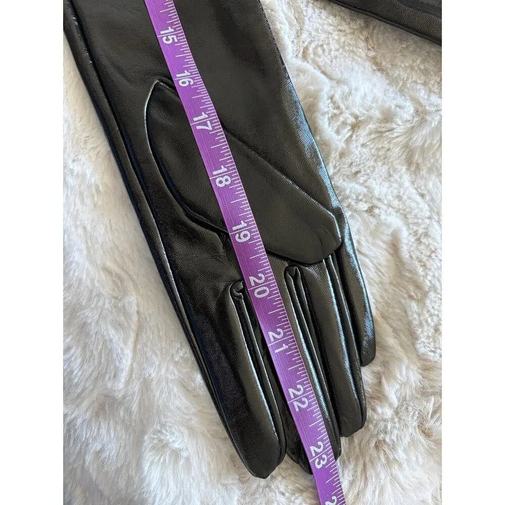 Black Faux Patent Opera Long Gloves Whimsigoth Goth Dominatrix Steampunk Cosplay